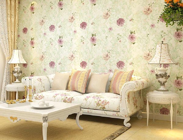 کاغذ دیواری‌های گلدار اتاق نشیمن 