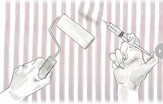 ترمیم حباب زیر کاغذ دیواری