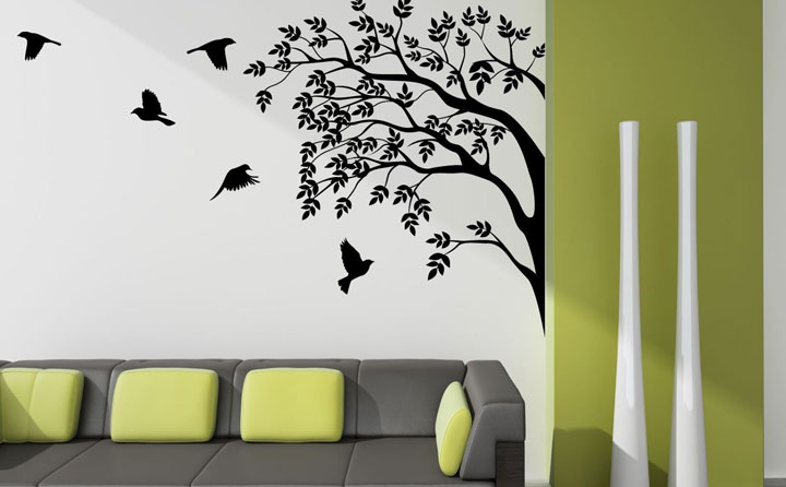 ترکیب کاغذ دیواری با نقاشی