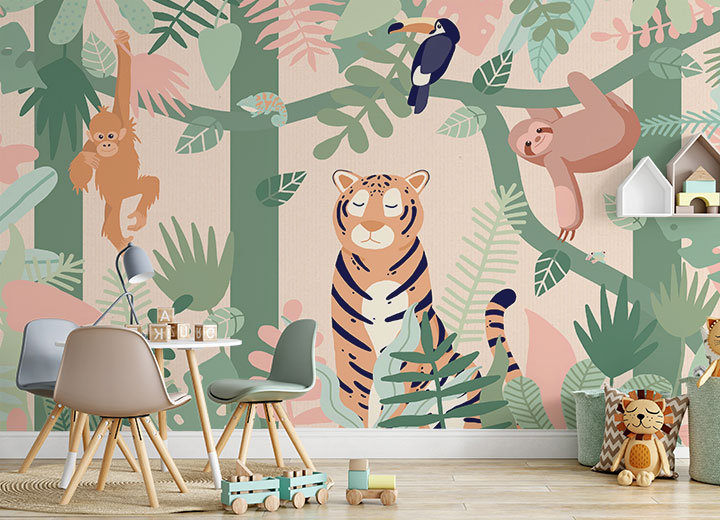 کاغذ دیواری طرح حیوانات برای اتاق کودک 