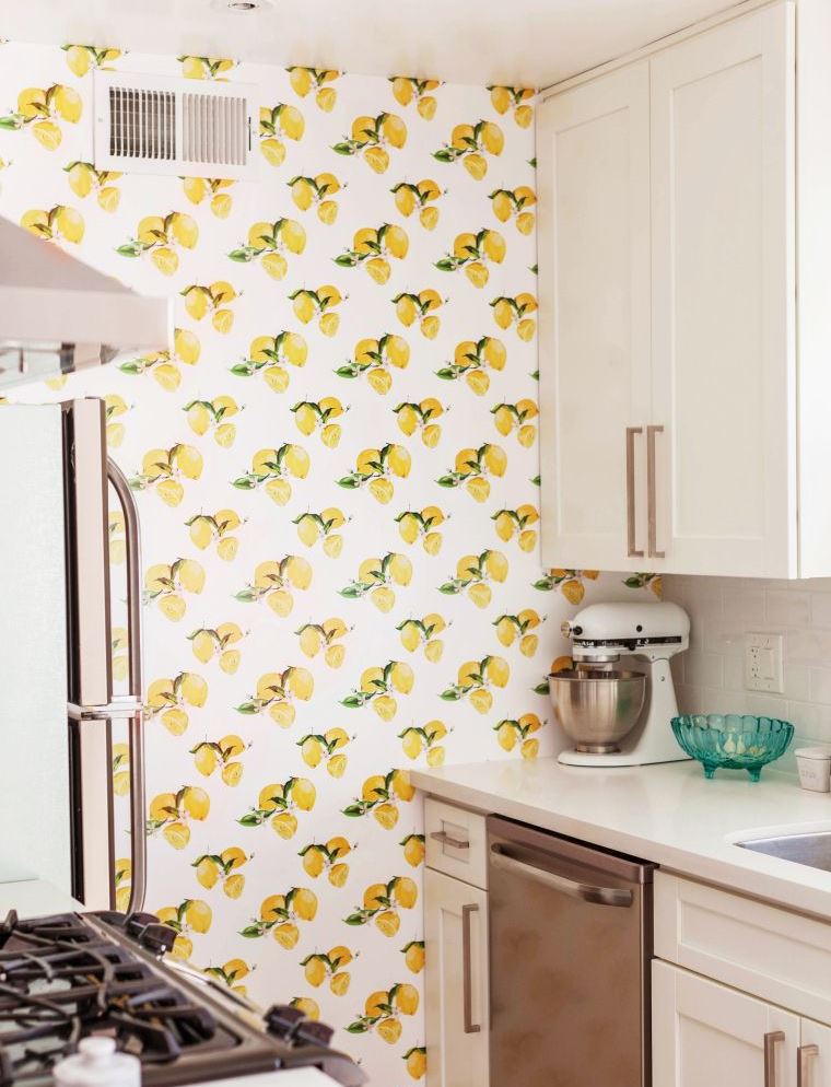 کاغذ دیواری رنگ زرد آشپزخانه