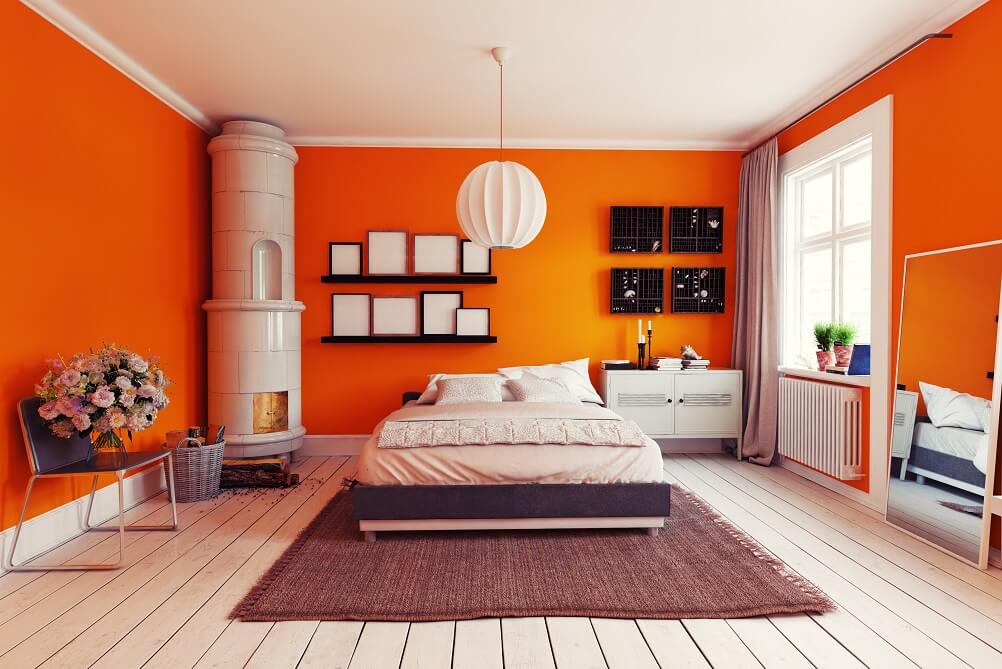 رنگ نارنجی برای اتاق خواب