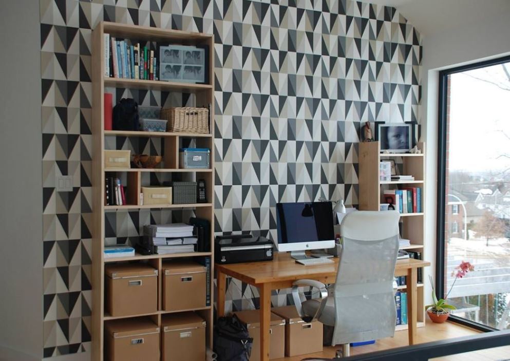 کاغذ دیواری به سبک هندسی برای دفتر کار