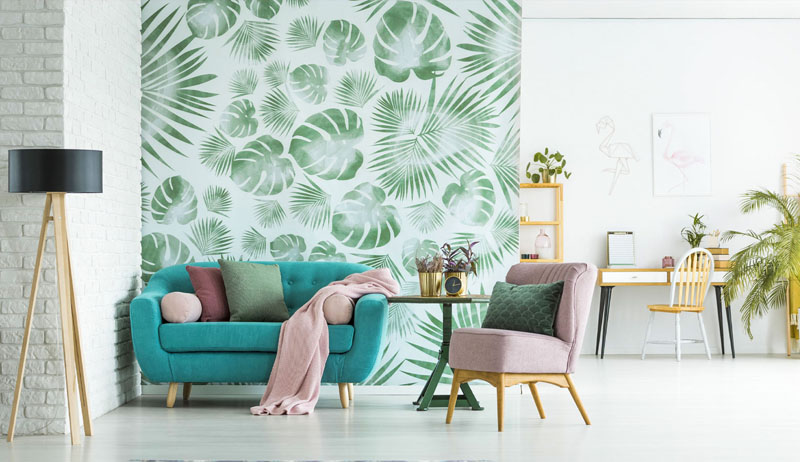 ترکیب کاغذ دیواری با رنگ 