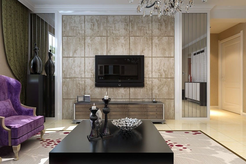 ترکیب کاغذ دیواری و سرامیک 