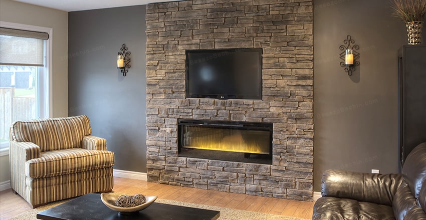 ترکیب کاغذ دیواری و سنگ