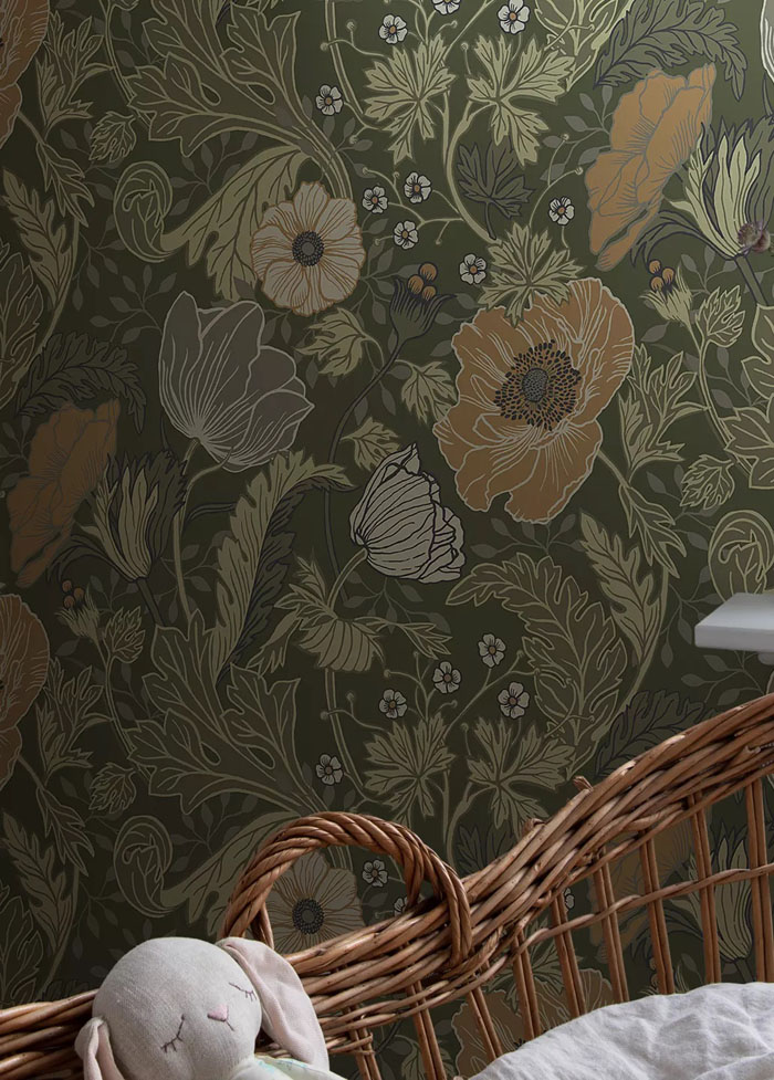 کاغذ دیواری سبک کانتری به رنگ سبز