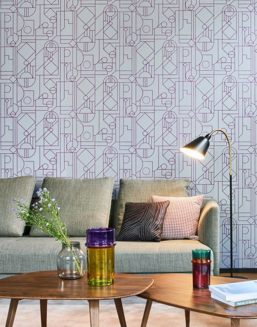 کاغذ دیواری با ترکیب رنگ بنفش و خاکستری